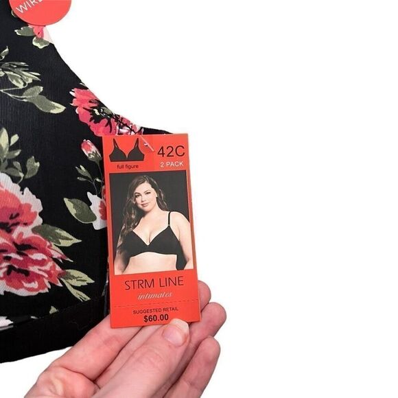 NWT STRM LINE Black Floral Wirefree Bra Size 42C - Picture 5 of 6